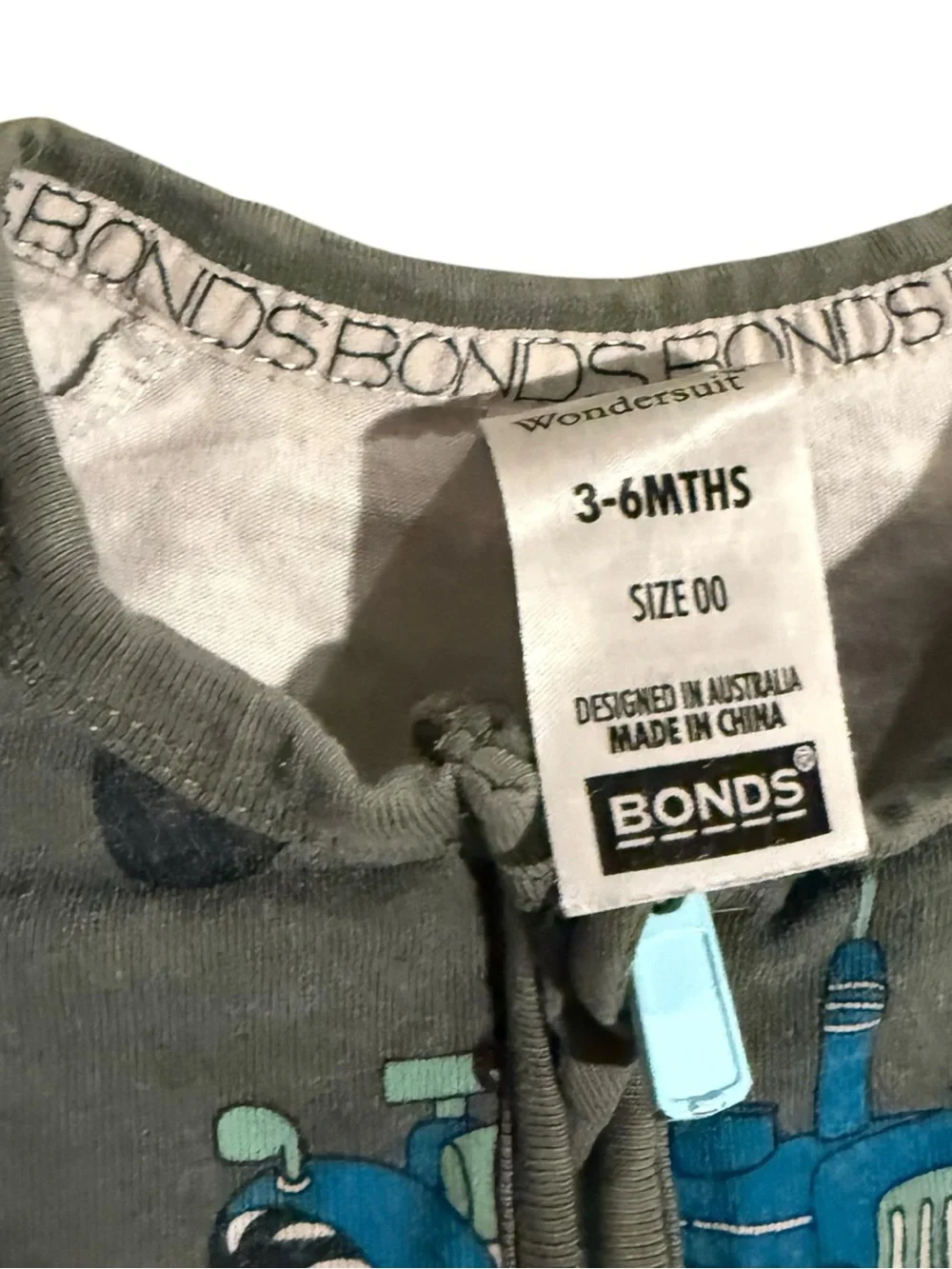 Bonds Wondersuit Tractor Zip-Up Romper 3–6 Months